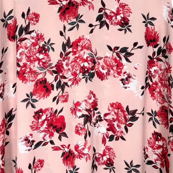 Maurices Womens Dressy Floral Tank Top Sz XL Pink V Neck Bar Back Flowy Chiffon - Picture 6 of 10